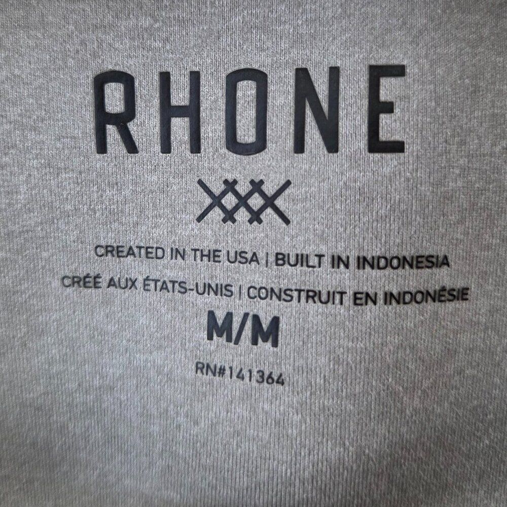 Rhone Long Sleeve Mens Tee Size M Gray White Performance Activewear Shirt - Picture 4 of 6